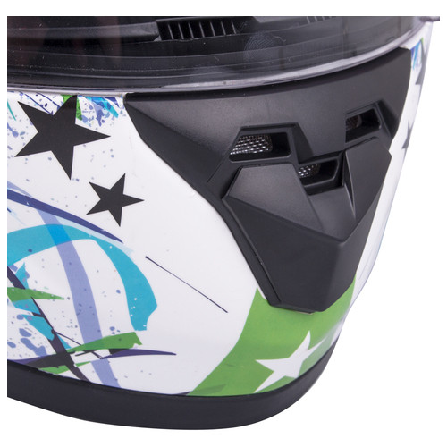 Детский интегральный шлем W-TEC FS-815G Tagger Green - M(49-50)/біло-Зелений з графікою (15310-M) фото №6