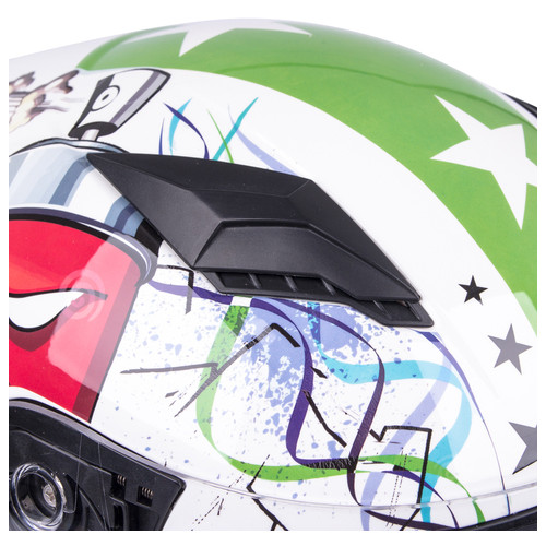 Детский интегральный шлем W-TEC FS-815G Tagger Green - M(49-50)/біло-Зелений з графікою (15310-M) фото №5