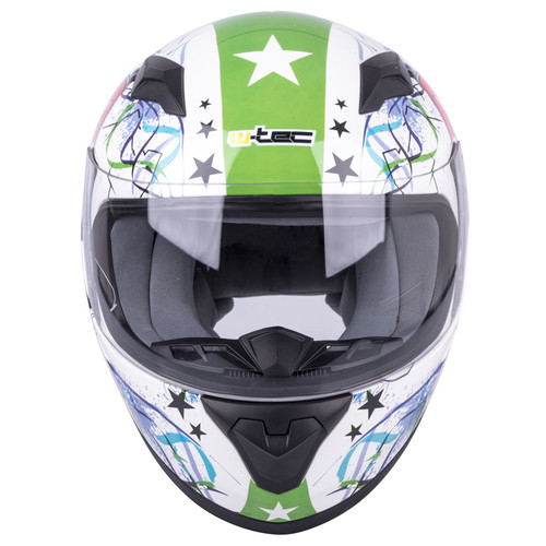 Детский интегральный шлем W-TEC FS-815G Tagger Green - S(47-48)/біло-Зелений з графікою (15310-S) фото №3