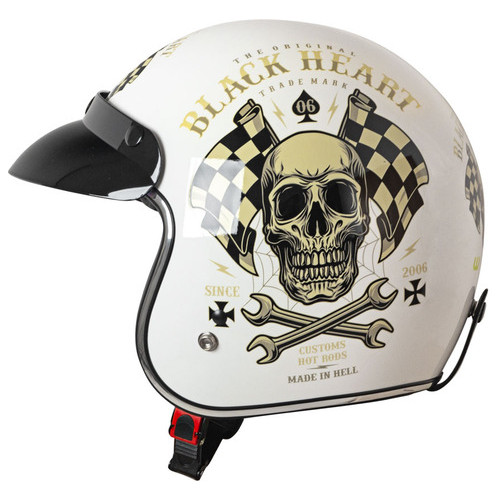 Мотоциклетний шолом W-TEC Kustom Black Heart - розмір S (55-56)/білий блиск (17240-S-5) фото №2
