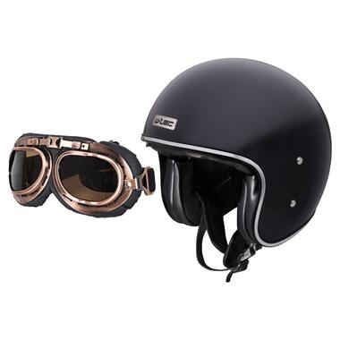Мотоциклетний шолом W-TEC Angeric Gloss Black w/ Steamrust Goggles (22404-SADA-XXL) фото №1
