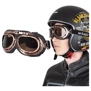 Мотоциклетний шолом W-TEC Angeric Gloss Black w/ Steamrust Goggles (22404-SADA-XXL) фото №5
