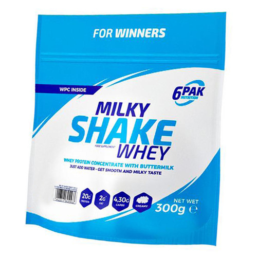 Протеїн для відновлення сироватковий концентрат 6Pak Milky Shake Whey 300г Голубика (29350003) фото №1