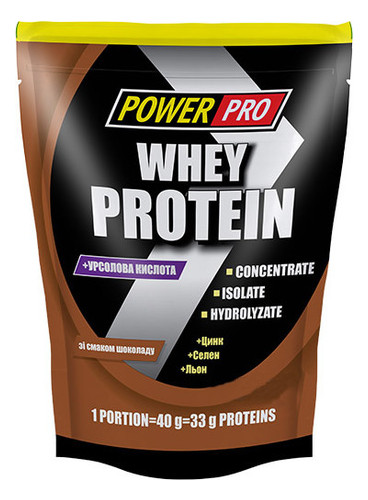 Протеїн Power Pro Whey Protein урсолова кислота 1 кг шоколад фото №1