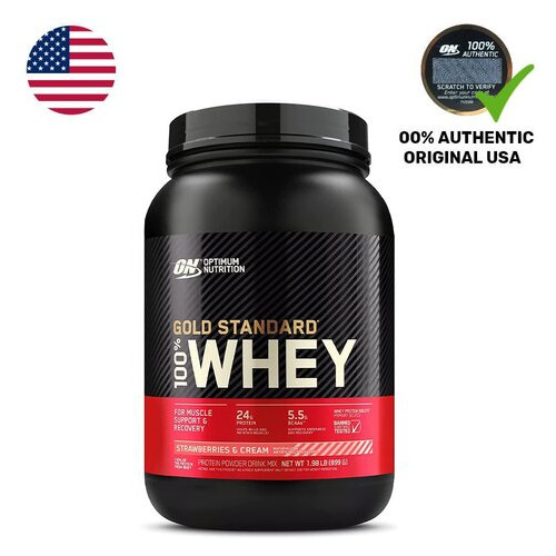 Сироватковий протеїн Optimum Nutrition USA Gold Standard 100 Whey 899 грам полуничний крем фото №1