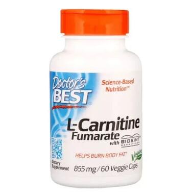 Амінокислота Doctor's Best L-Карнітин Фумарат, L-Carnitine Fumarate, 855 мг, 60 капсул (DRB-00106) фото №1