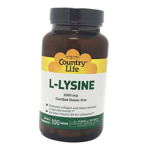 Амінокислота Country Life L-Lysine 1000мг 100 таб фото №2