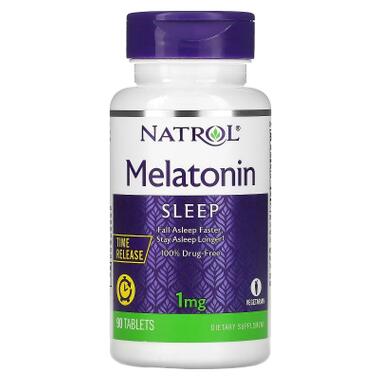 Амінокислота Natrol Мелатонін із уповільненим вивільненням, 1 мг, Melatonin, Time R (WHS-30500) фото №1
