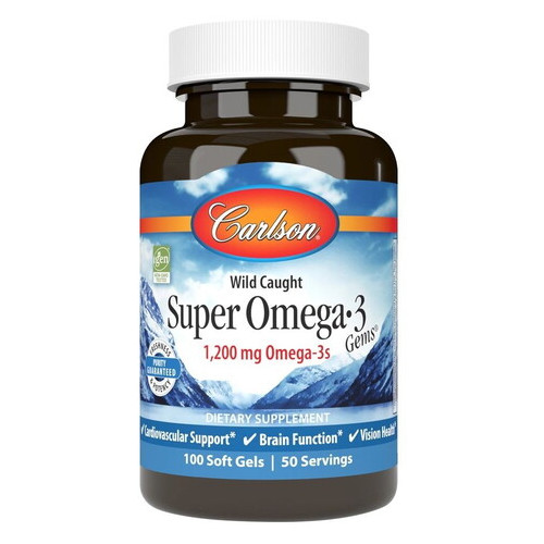 Жирні кислоти Carlson Labs Wild Caught Super Omega-3 Gems 1200 mg 100 капсул фото №1