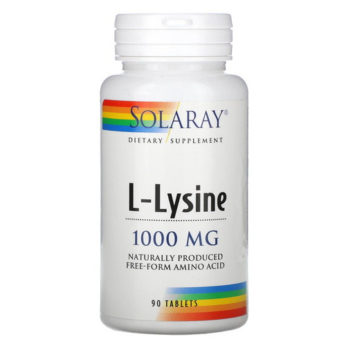 Амінокислоти Solaray L-Lysine 1000 mg 90 таблеток фото №1