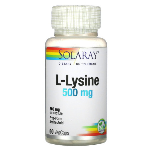 Амінокислоти Solaray L-Lysine 500 mg 60 вегакапсул фото №1
