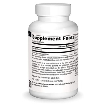 Амінокислоти Source Naturals N-Аcetyl Cysteine 600 mg 60 таблеток фото №2
