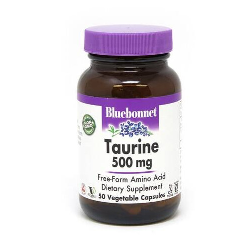 Амінокислоти Bluebonnet Nutrition Taurine 500 mg 50 вегакапсул фото №1