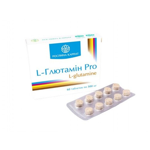 Амінокислота Рослина Карпат L-Глютамін Pro 60 таблеток по 500 мг фото №1