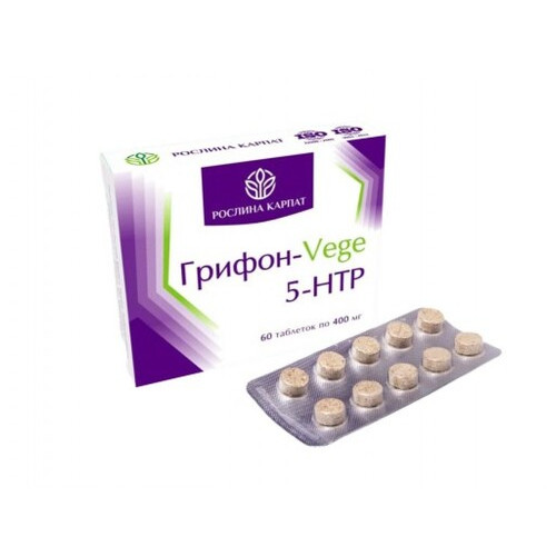 Амінокислота Рослина Карпат Грифон-Vege 5-Htp 60 таблеток по 400 мг фото №1