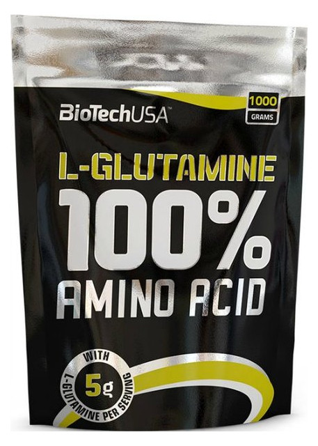 Амінокислота BioTech 100% L-Glutamine 1000 гр пакет фото №1