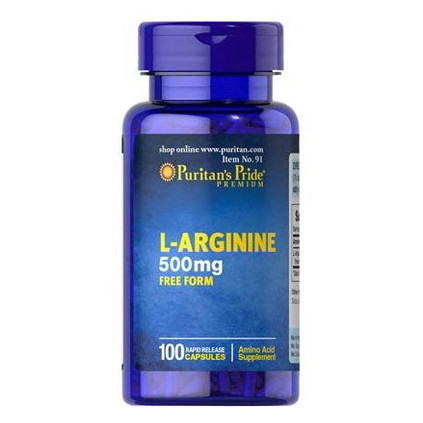 Амінокислота Puritans Pride L-arginine 500 mg 100 caps фото №2
