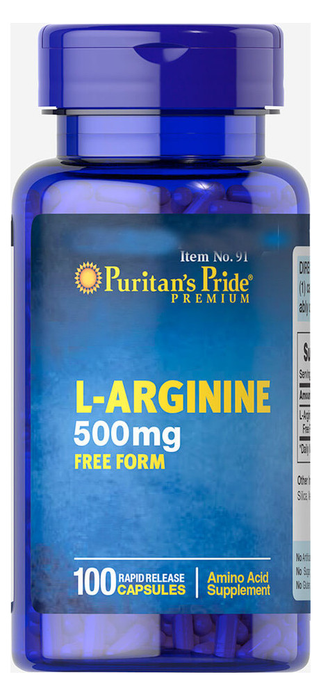 Амінокислота Puritan's Pride L-Arginine 500 mg 100 капсул (4384301589) фото №1