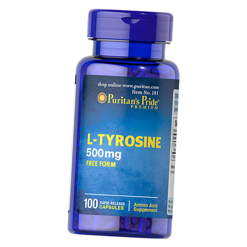 Амінокислота Puritan's Pride L-Tyrosine 500 100 капсул (27095001) фото №1
