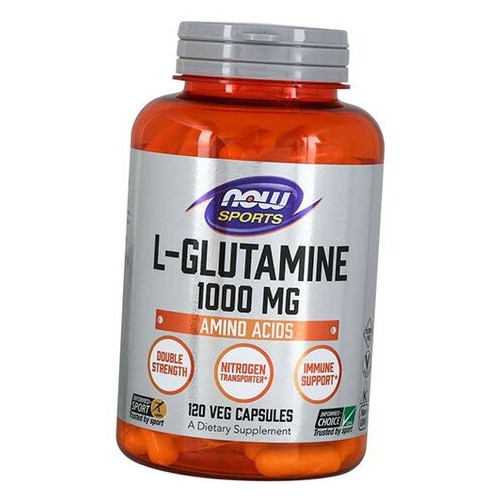 Глютамін для імунітету та транспортування азоту, L-Glutamine Double Strength 1000, Now Foods 240вегкапс (32128003) фото №1
