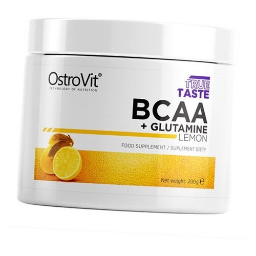 Амінокислота BCAA OstroVit BCAA + Glutamine 200 г - лимон фото №2