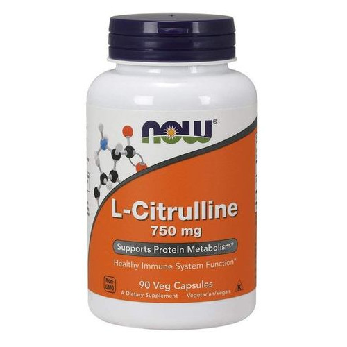 Амінокислота NOW L-Citrulline 750 mg Veg Capsules 90 капсул (4384301282) фото №1