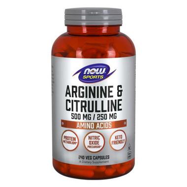 Амінокислоти NOW Arginine & Citrulline 500 mg/250 mg 240 veg caps фото №1