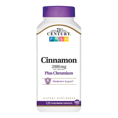 Вітаміни 21st Century Cinnamon Plus Chromium 2000 mg 120 вегакапсул фото №1