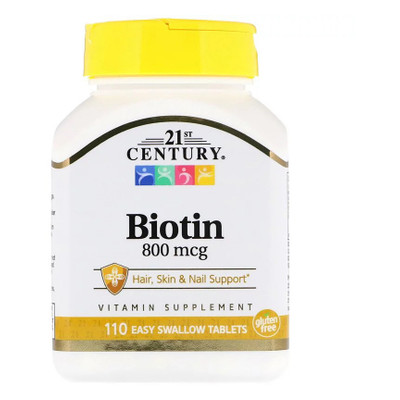 Вітамін 21st Century Біотин 800 мкг 21st Century 110 таблеток (CEN-22881) фото №1
