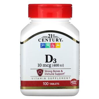 Добавка 21st Century Vitamin D3 10 mcg 100 таблеток фото №1