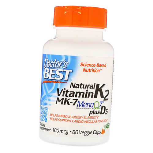 Вітаміни Doctor's Best Natural Vitamin K2 MK7 MenaQ7 plus D3 60 вегкапсул (36327068) фото №1