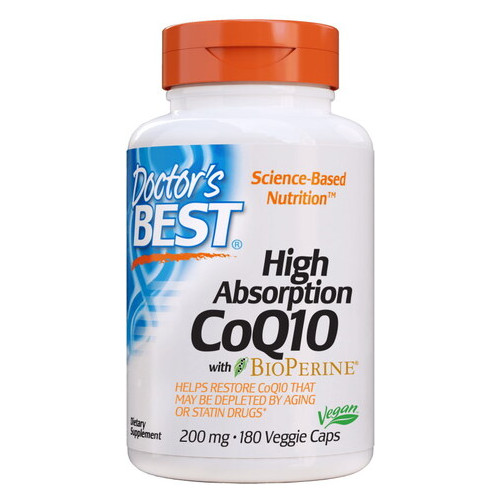 Вітаміни и минералы Doctor's Best CoQ10 BioPerine 200 mg 180 вегакапсул  фото №1