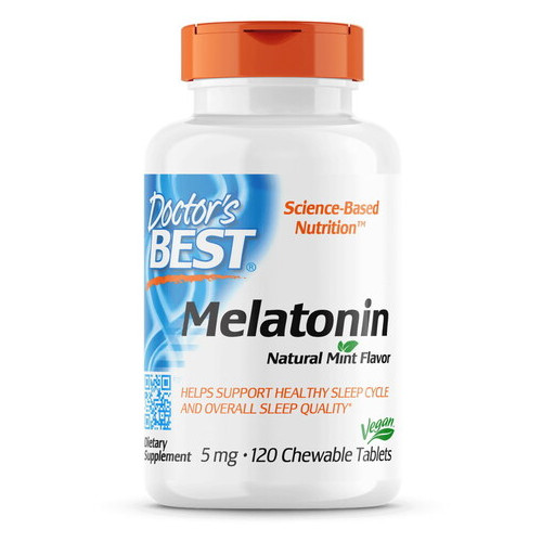 Вітаміни та мінерали Doctor's Best Melatonin 5 mg 120 жувальних таблеток м'ята фото №1