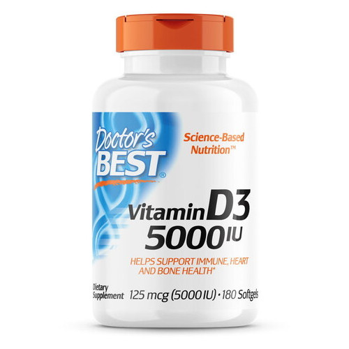 Вітаміни та мінерали Doctor's Best Vitamin D3 5000 IU 180 капсул фото №1