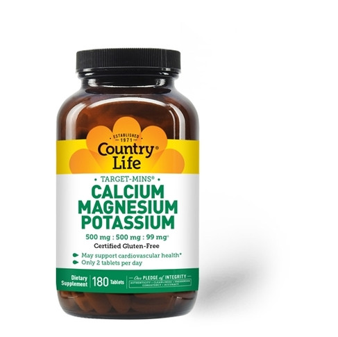 Вітаміни та мінерали Country Life Target-Mins Calcium Magnesium Potassium 180 таблеток фото №1