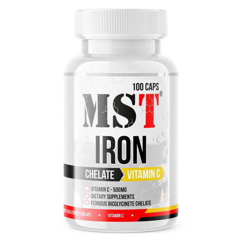 Вітаміни та мінерали MST Nutrition Iron Chelate Plus Vitamin C 100 капсул фото №1