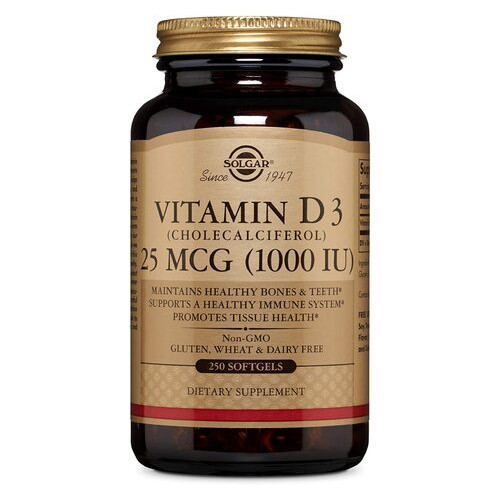 Вітаміни Solgar Vitamin D3 25 mcg (1,000 IU) 250 капсул (4384302808) фото №1