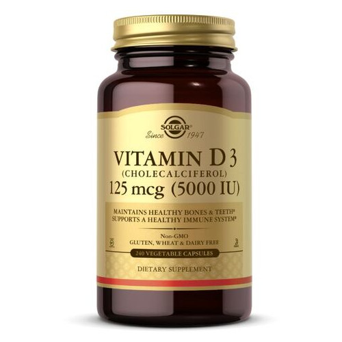 Вітаміни та мінерали Solgar Vitamin D3 (Cholecalciferol) 125 mcg 240 вегакапсул фото №1