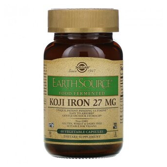 Залізо Solgar (EarthSource Food Fermented Koji Iron) 27 мг 60 вегетаріанських капсул (SOL-00535) фото №3