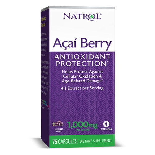 Вітаміни та мінерали Natrol Acai Berry 1000 mg 75 вегакапсул (CN3552) фото №1