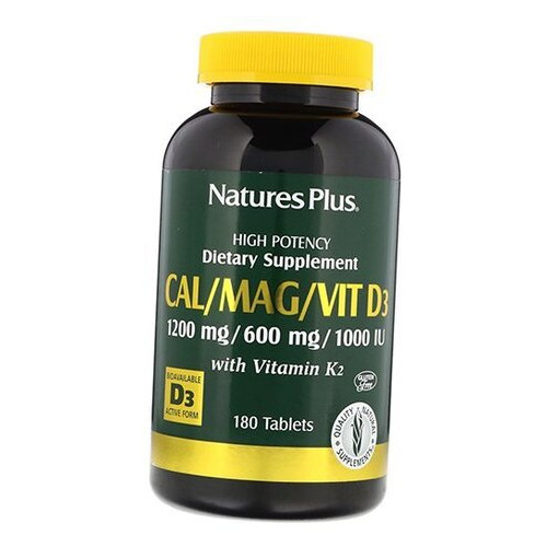 Вітаміни Nature's Plus Cal/Mag/Vit D3 з Vitamin K2 Tab 180 таблеток (36375125) фото №1