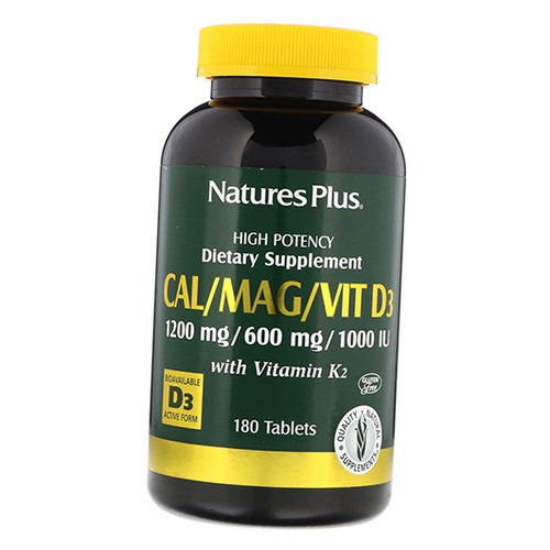 Вітаміни Nature's Plus Cal/Mag/Vit D3 з Vitamin K2 Tab 180 таблеток (36375125) фото №2