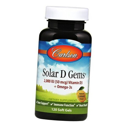Вітаміни Carlson Labs Solar D Gems 2000 120 гелкапсул Лимон (36353069) фото №2