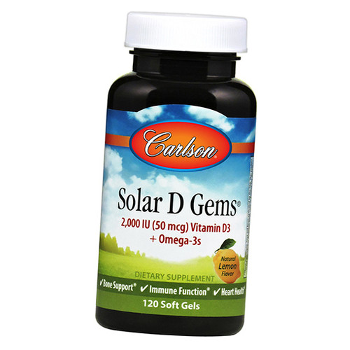 Вітаміни Carlson Labs Solar D Gems 2000 120 гелкапсул Лимон (36353069) фото №1