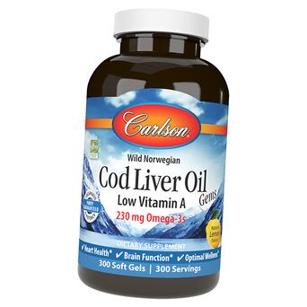 Добавка Carlson Labs Cod Liver Oil Low Vitamin A 300gelcaps Лимон (67353005) фото №1