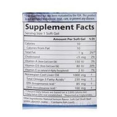 Жирні кислоти Carlson Labs Cod Liver Oil Gems 150 капсул лимон фото №2