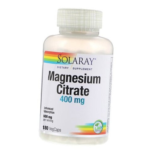 Вітаміни Solaray Magnesium Citrate 400 180вегкапс (36411017) фото №1