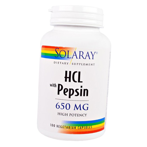 Вітаміни Solaray HCL with Pepsin 650 100 вегкапсул (72411001) фото №2