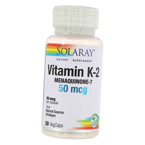 Вітаміни Solaray Vitamin K-2 Menaquinone-7 50 30 вегкапсул (36411045) фото №1
