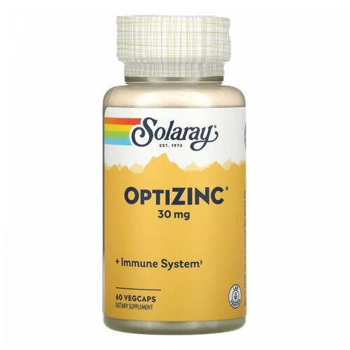 Цинк ОптиЦинк Solaray (OptiZinc) 30 мг 60 вегетаріанських капсул фото №1